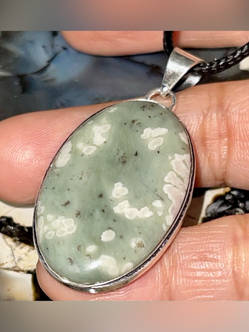 Green Orb Ocean Jasper Crystal Pendant 2”